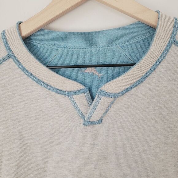 Tommy Bahama Flipshore Abaco Reversible Sweater Size Large Grey & Blue - Picture 2 of 8